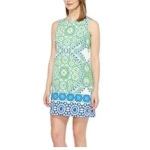 London Times‎ Women's Sleeveless Dress Green Blue Floral Print Casual